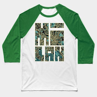 Milan, Italy City Map Typography - Summer Baseball T-Shirt